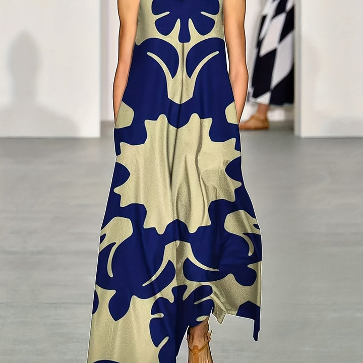 Giana™ Bohemian Printed Dress with V-Neck and Loose Fit
