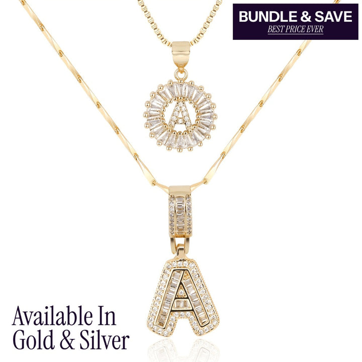 Primrose™ Initial Letter Necklaces with 14k Diamonds (2 pieces)