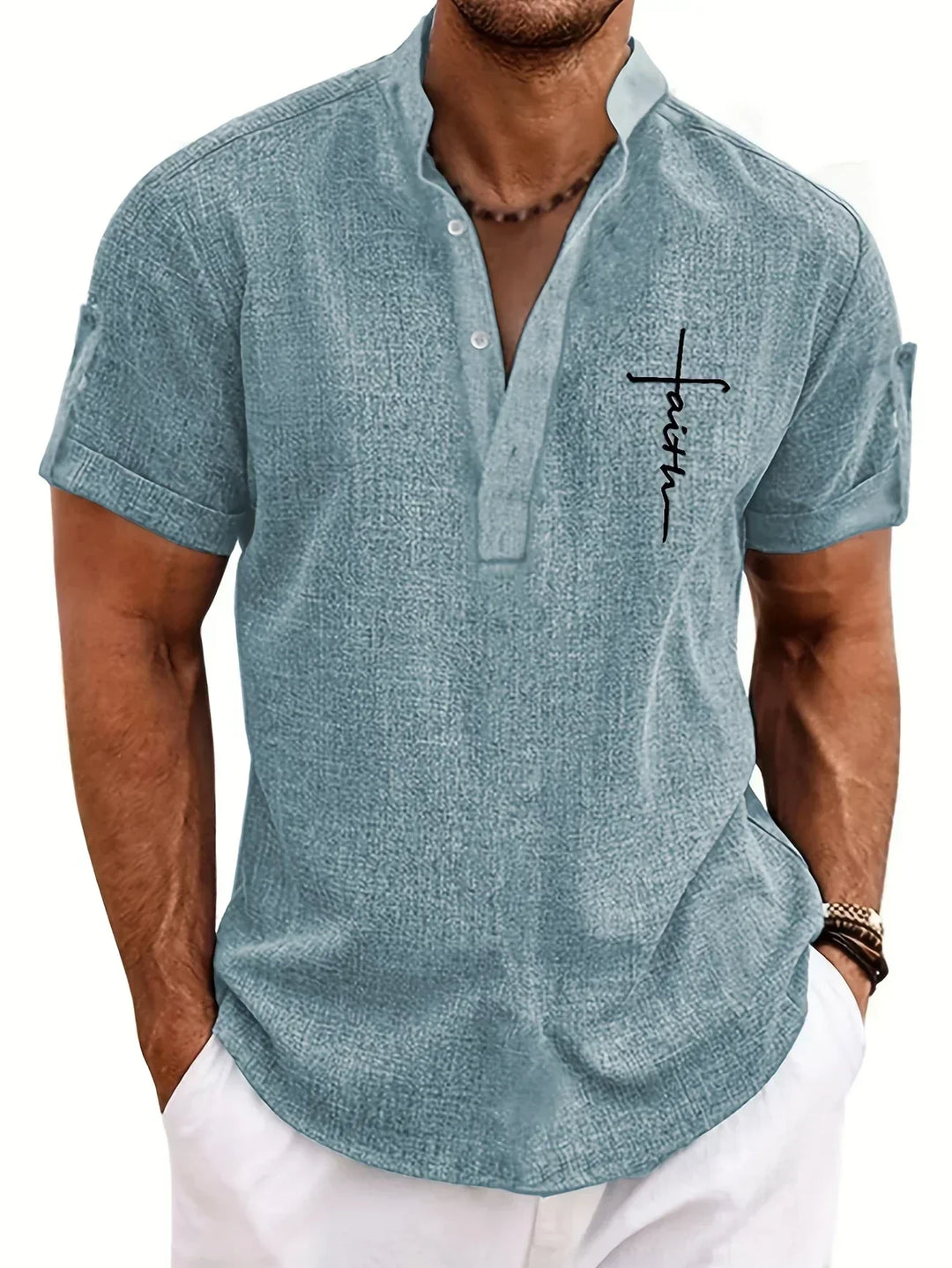 Hayes™ Elegant Short Sleeve High Neck Shirt