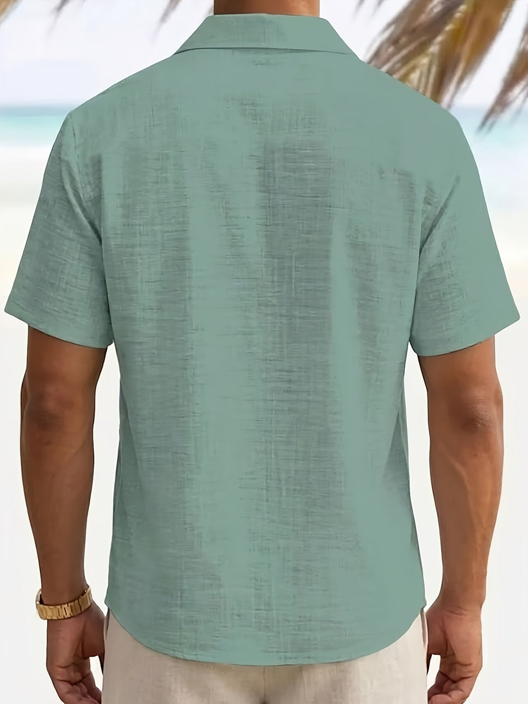 Javroni™ Men's Tropical Shirt with Palm and Stripe Print
