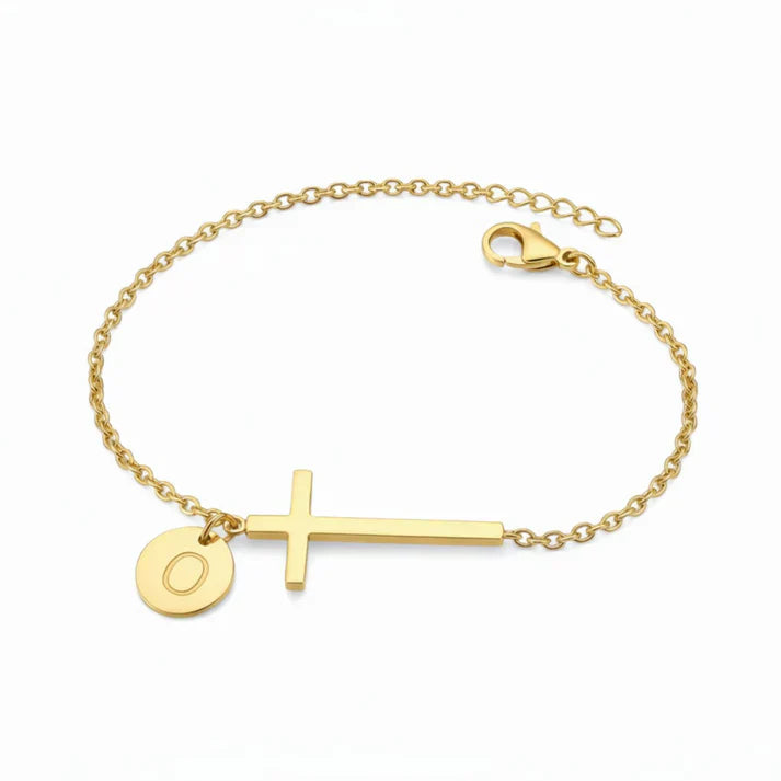 Elodryn™ Sacred Initial Bracelet – Customized Cross