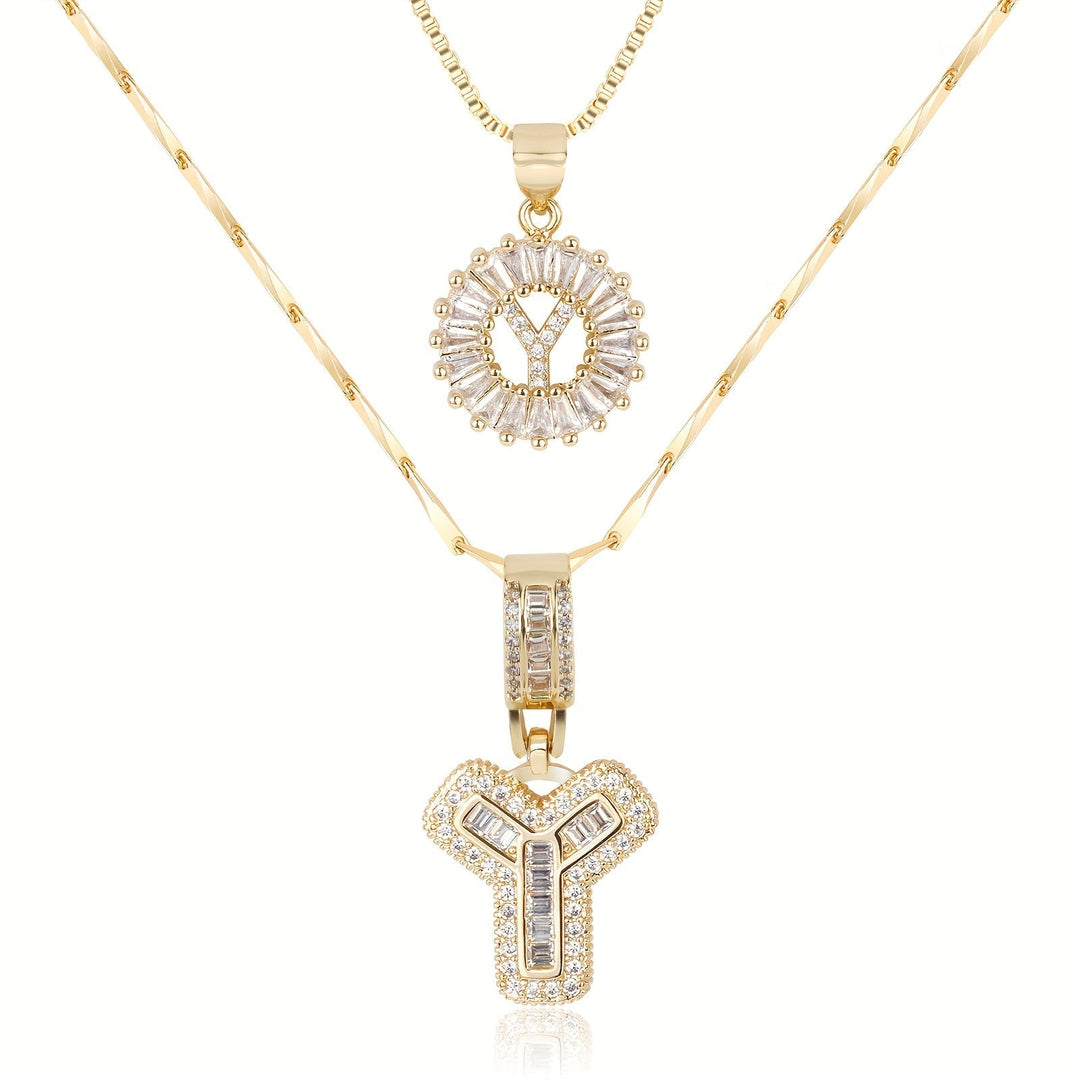 Primrose™ Initial Letter Necklaces with 14k Diamonds (2 pieces)