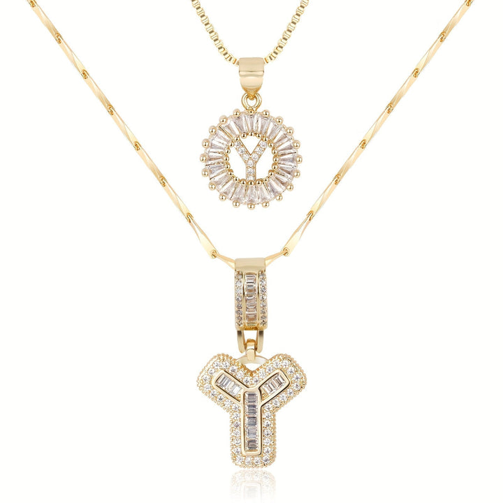 Primrose™ Initial Letter Necklaces with 14k Diamonds (2 pieces)
