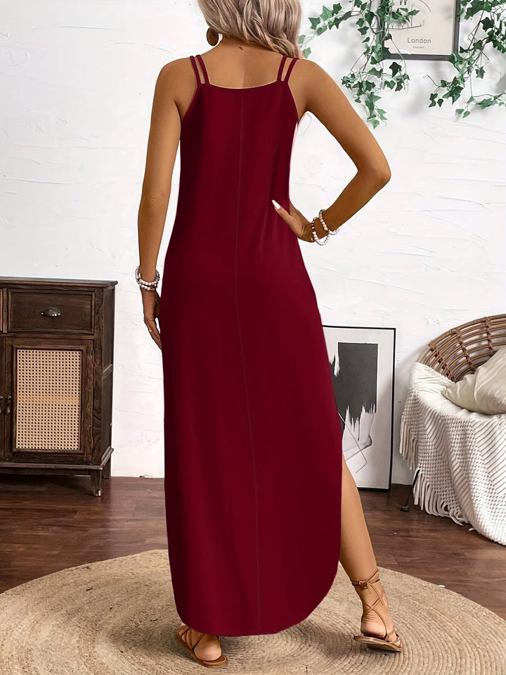 Sailor™ Midi Dress with Straps, V-Neck, and Relaxed Style
