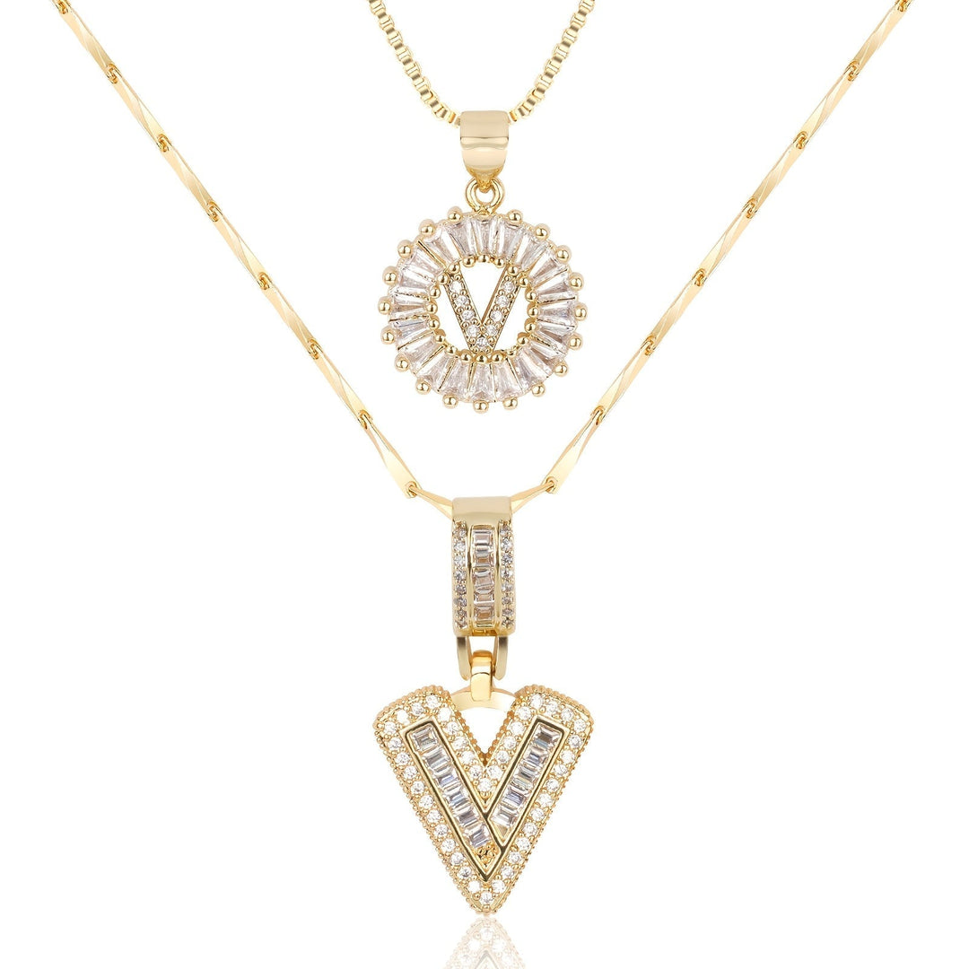 Primrose™ Initial Letter Necklaces with 14k Diamonds (2 pieces)