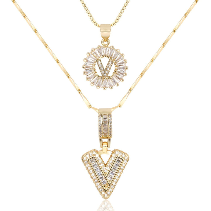 Primrose™ Initial Letter Necklaces with 14k Diamonds (2 pieces)