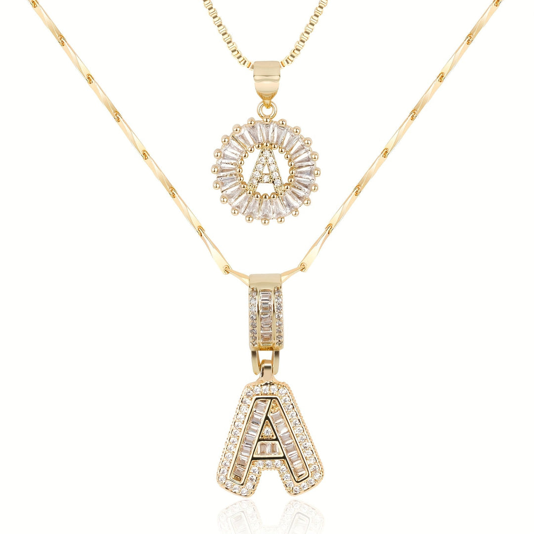 Primrose™ Initial Letter Necklaces with 14k Diamonds (2 pieces)