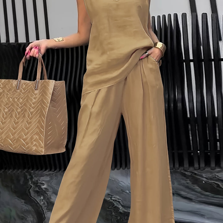 Kalia™ Casual Two-Piece Set with Sleeveless Top and Wide Leg Pants