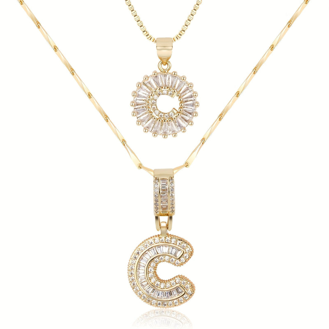 Primrose™ Initial Letter Necklaces with 14k Diamonds (2 pieces)