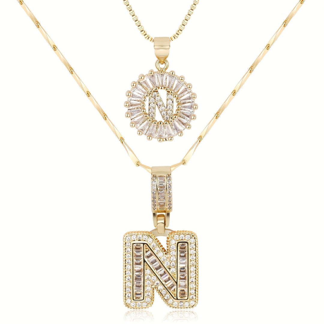 Primrose™ Initial Letter Necklaces with 14k Diamonds (2 pieces)