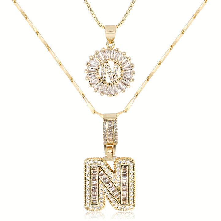 Primrose™ Initial Letter Necklaces with 14k Diamonds (2 pieces)