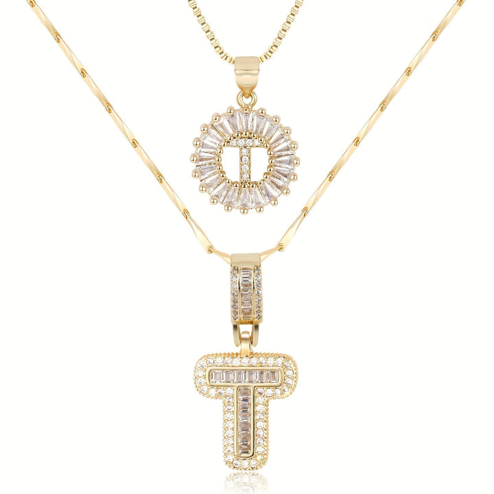 Primrose™ Initial Letter Necklaces with 14k Diamonds (2 pieces)