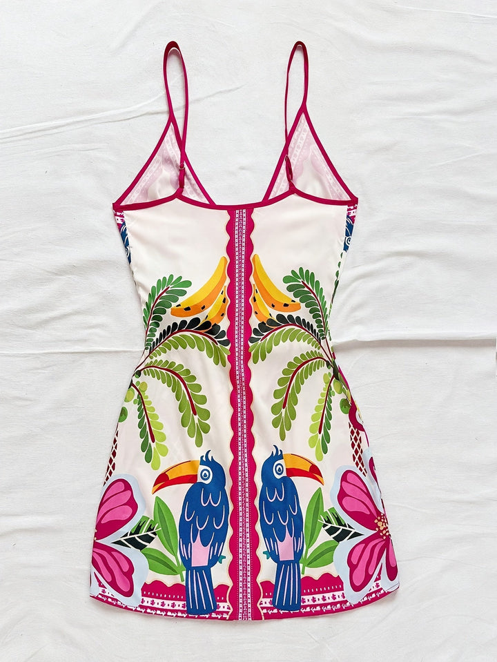 Dara™ Long Tropical Dress with V-Neck and Floral Print
