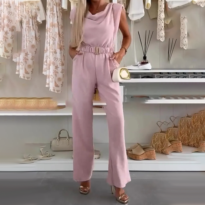 Kaia™ Sleeveless Jumpsuit with Draped Neckline and Pockets