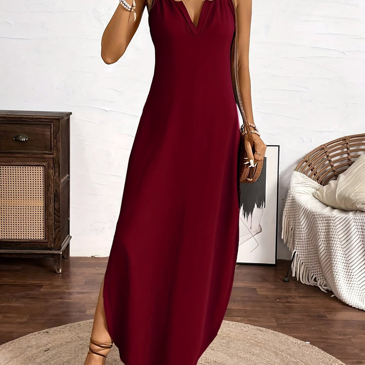Sailor™ Midi Dress with Straps, V-Neck, and Relaxed Style