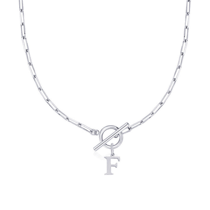 Ganelle™ Collar with Circular Lock Closure and Initial in Paperclip Shape