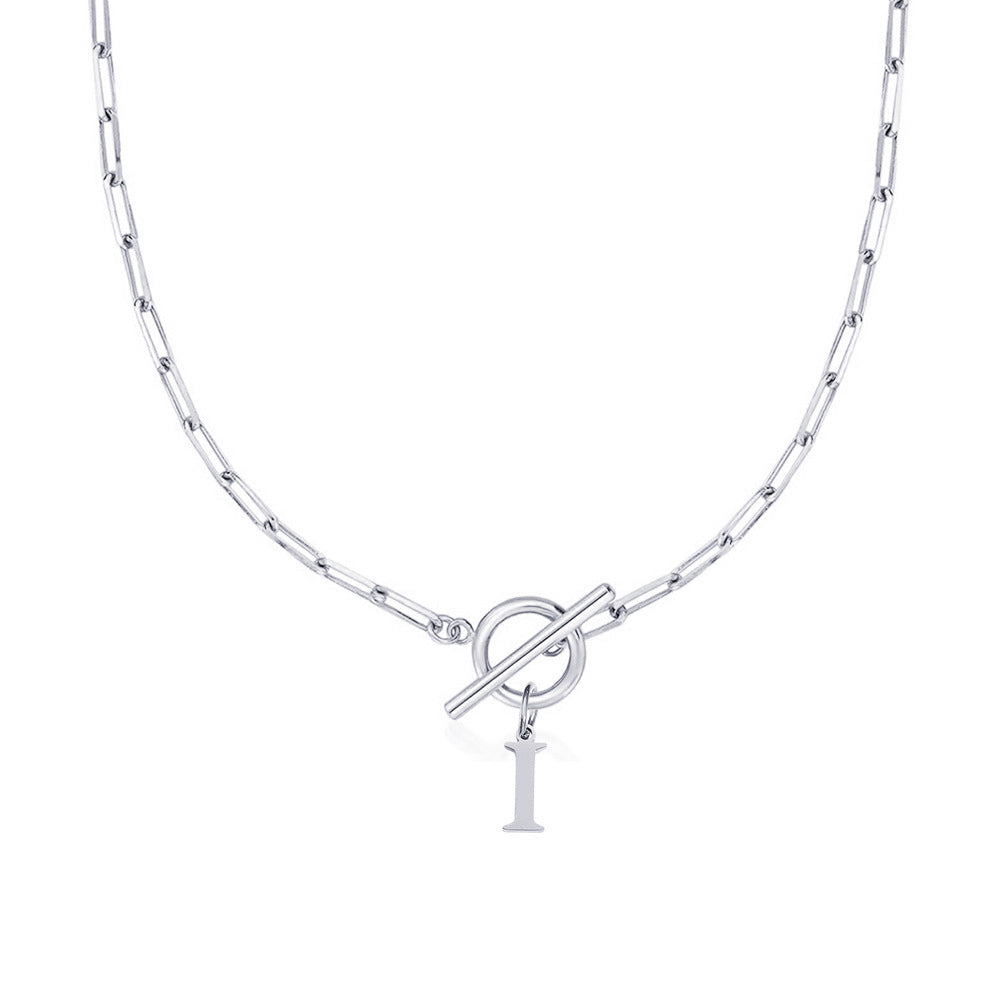 Ganelle™ Collar with Circular Lock Closure and Initial in Paperclip Shape