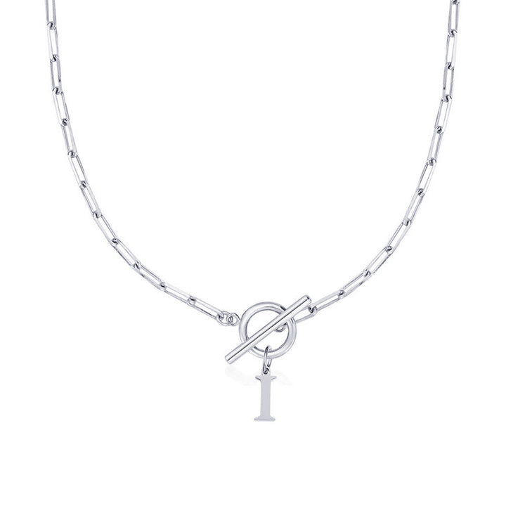 Ganelle™ Collar with Circular Lock Closure and Initial in Paperclip Shape