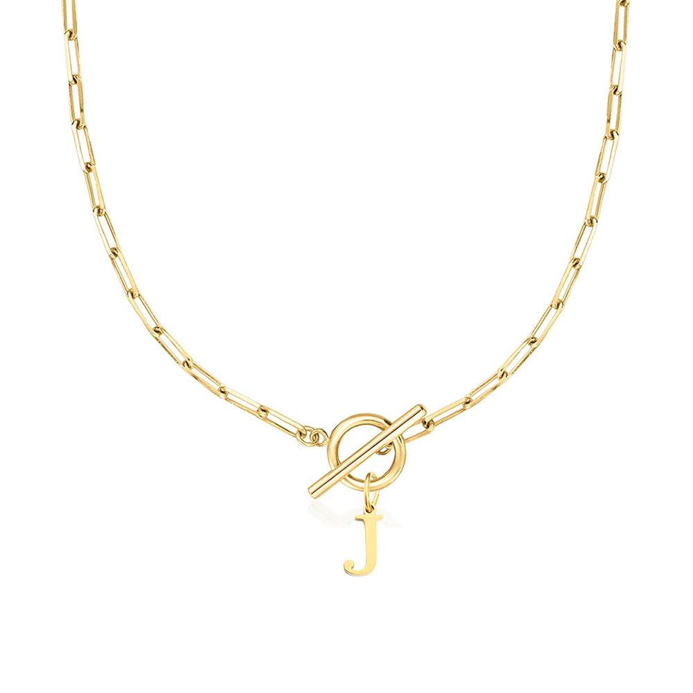 Ganelle™ Collar with Circular Lock Closure and Initial in Paperclip Shape