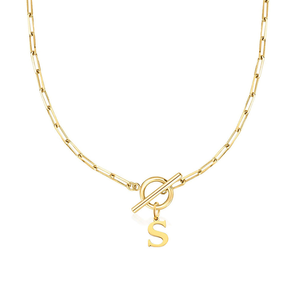 Ganelle™ Collar with Circular Lock Closure and Initial in Paperclip Shape