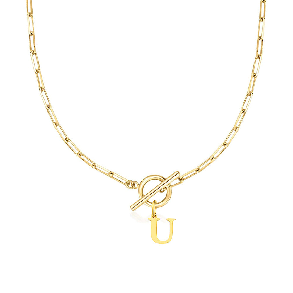 Ganelle™ Collar with Circular Lock Closure and Initial in Paperclip Shape