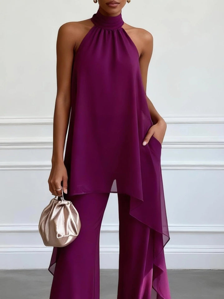 Veda™ Elegant Halter Set with Fluid Pants