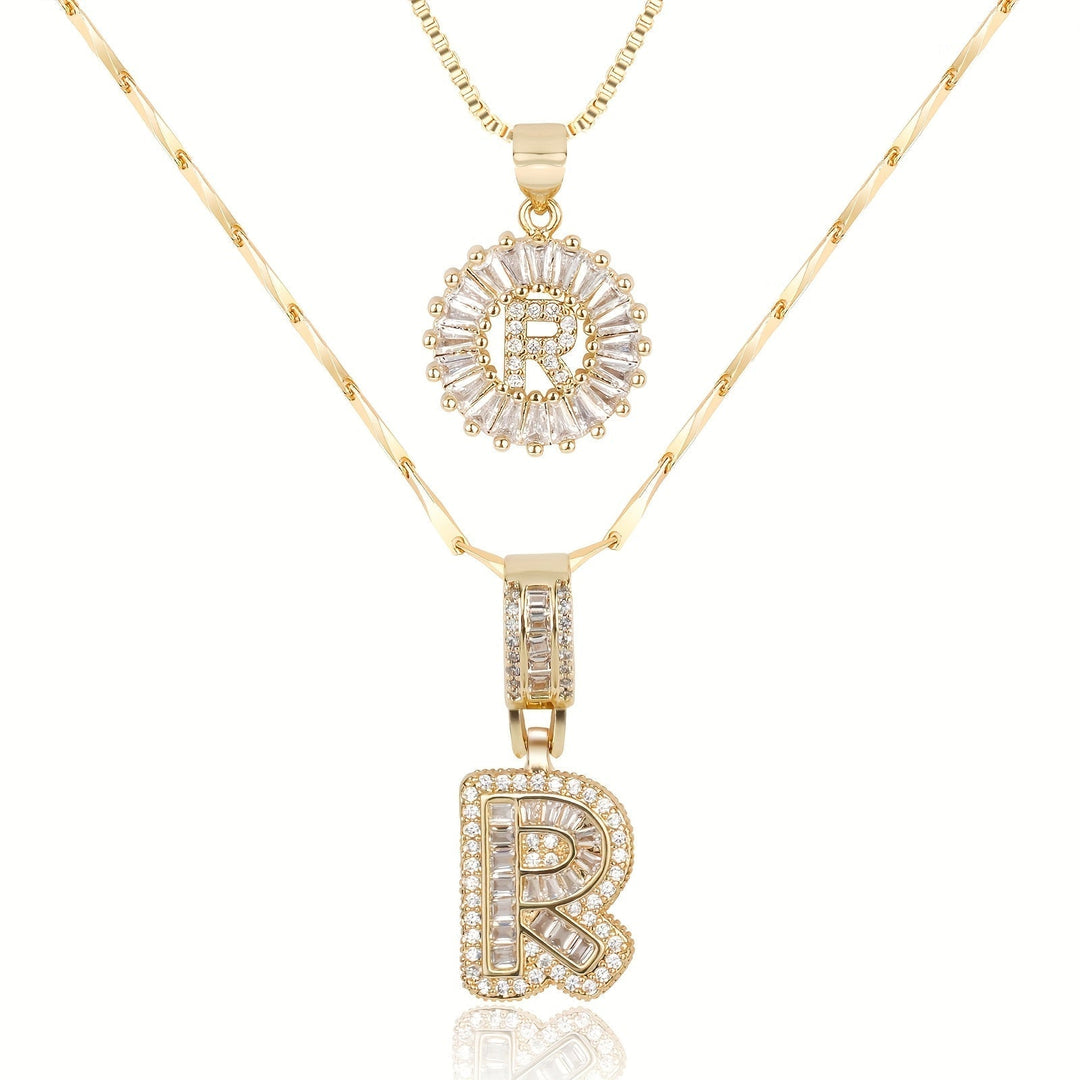 Primrose™ Initial Letter Necklaces with 14k Diamonds (2 pieces)