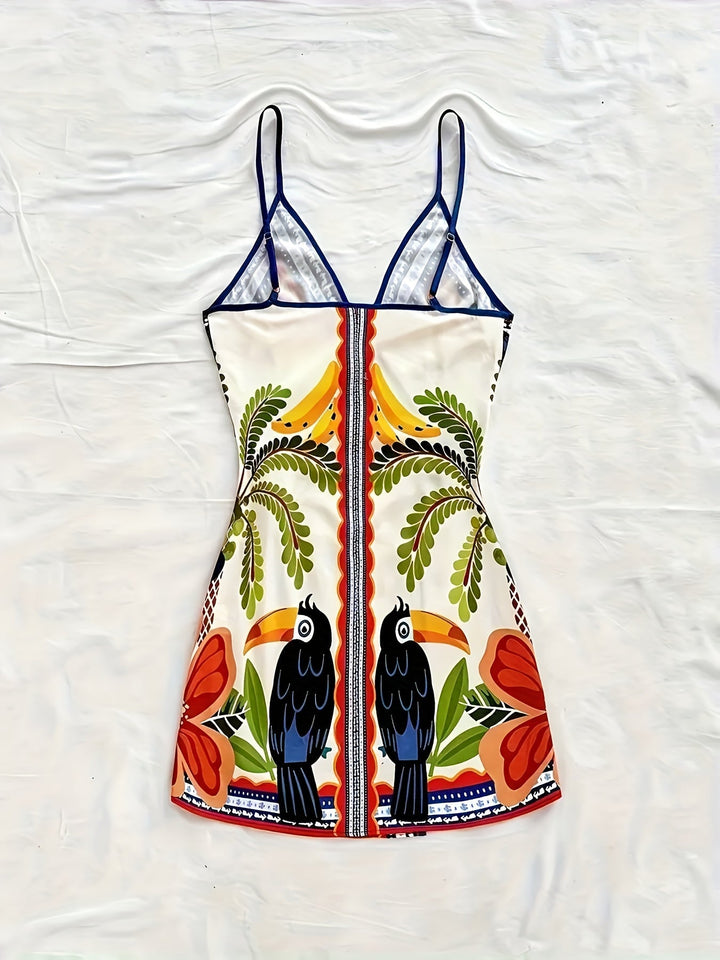 Dara™ Long Tropical Dress with V-Neck and Floral Print