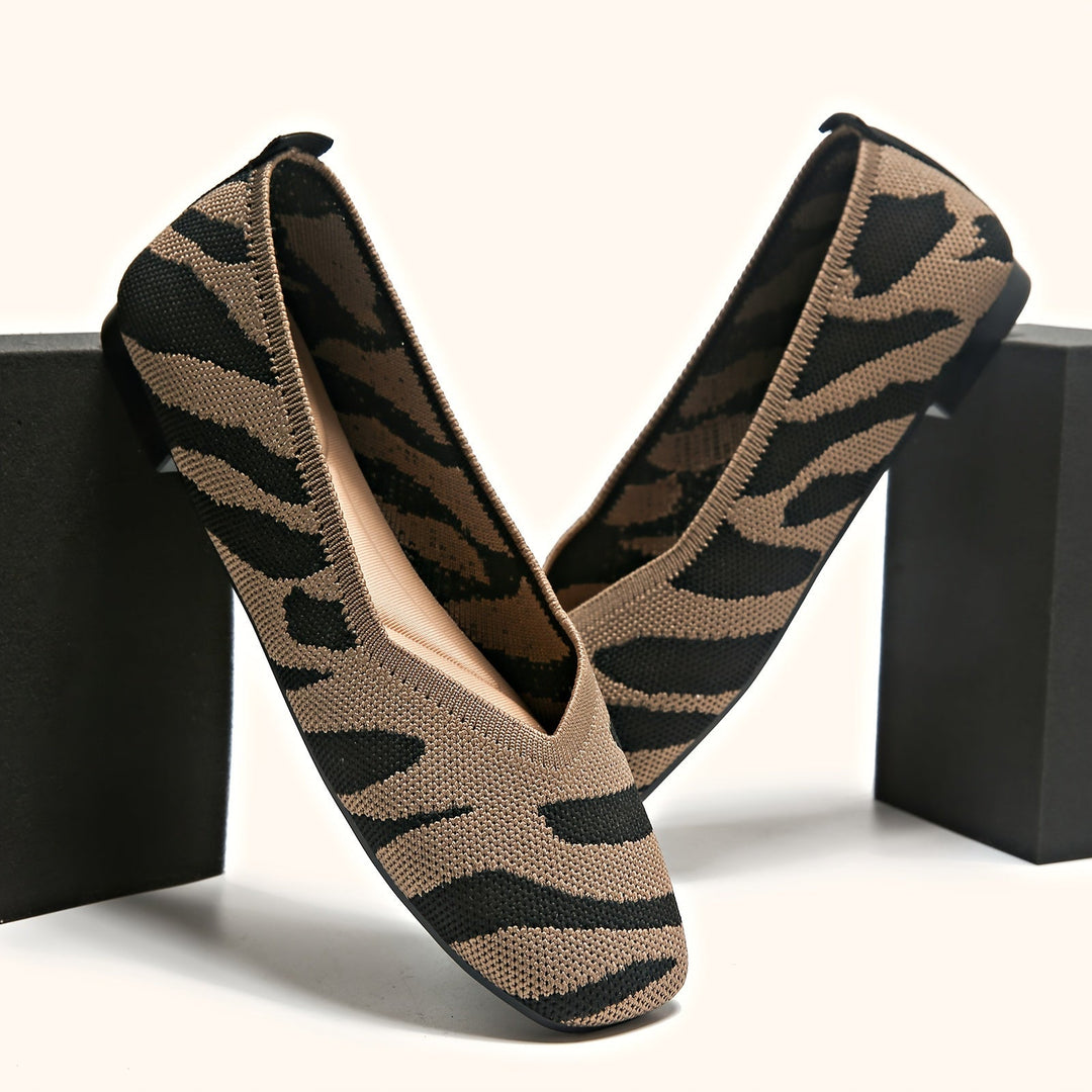 Ivara™ Elegant Flats with Zebra Print and Square Toe
