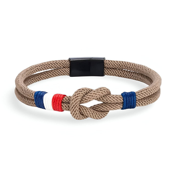 Porter™ Adjustable Cord Bracelet with Knot and French Flag Detail