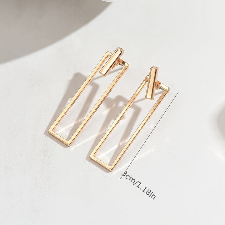 Quinleyra™ Long Geometric Earrings with Elegant Metallic Finish