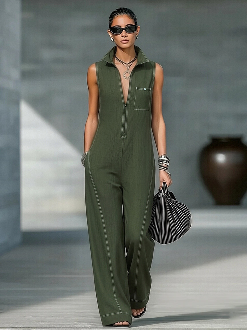 Ainsira™ Mono Minimalist Sleeveless Loose Fit with White Details