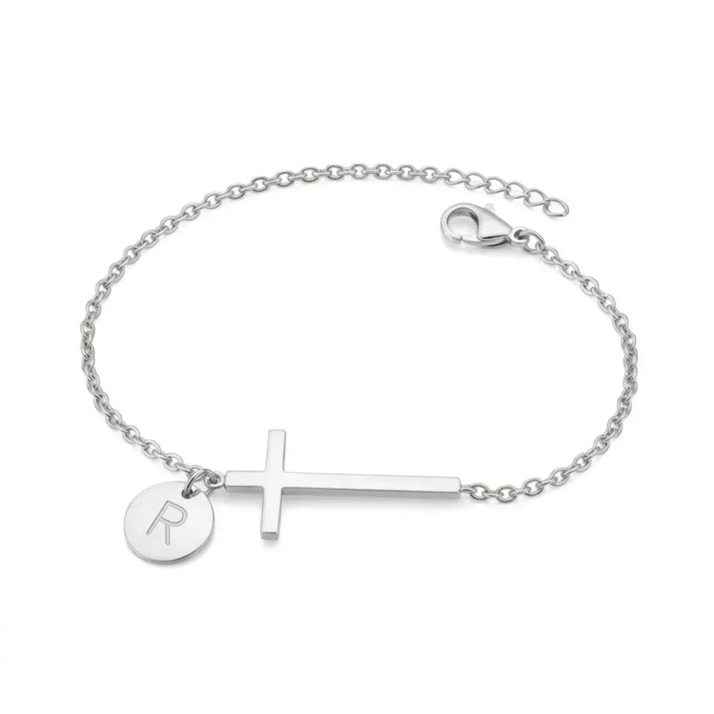 Elodryn™ Sacred Initial Bracelet – Customized Cross