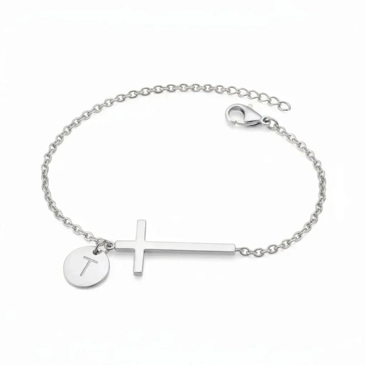 Elodryn™ Sacred Initial Bracelet – Customized Cross