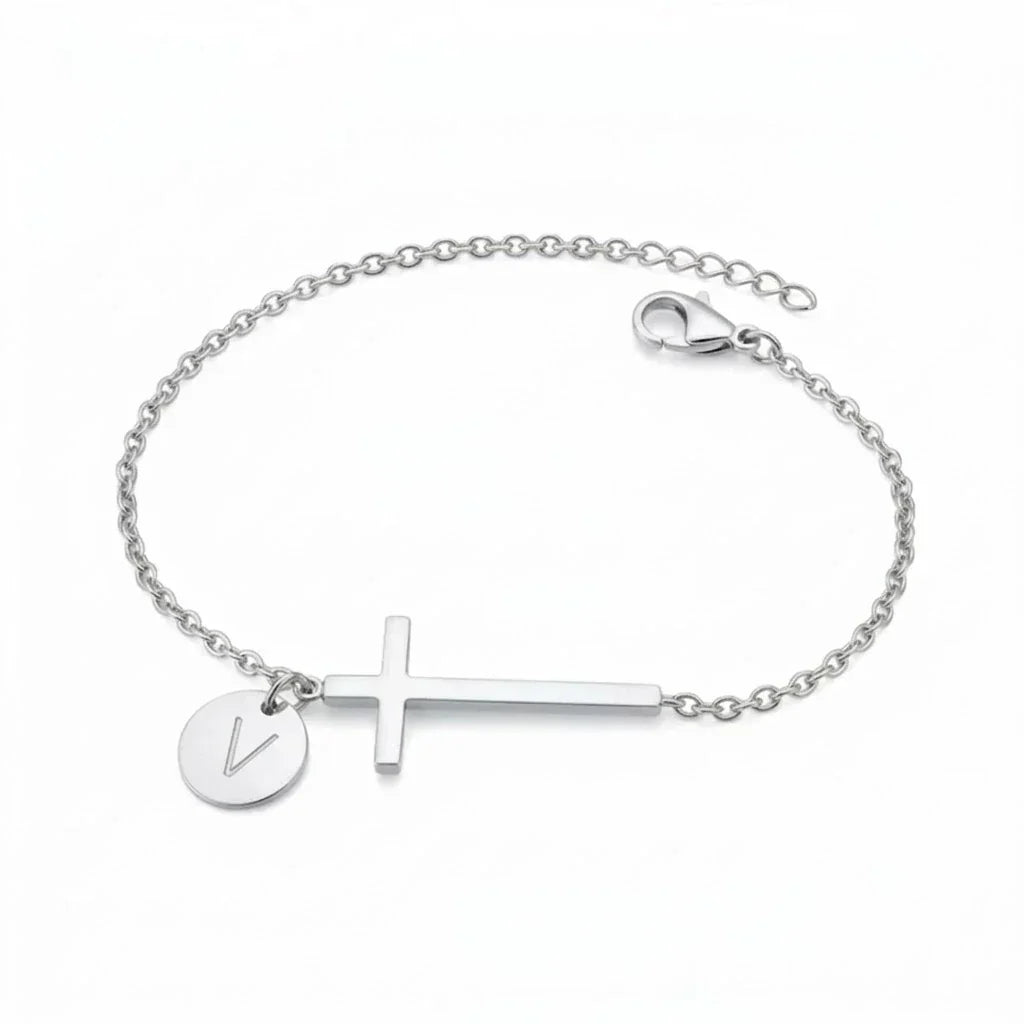 Elodryn™ Sacred Initial Bracelet – Customized Cross