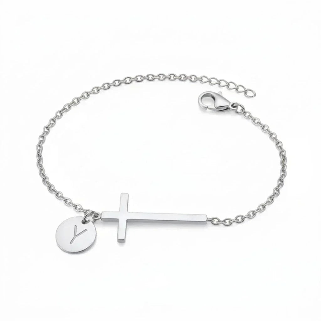 Elodryn™ Sacred Initial Bracelet – Customized Cross