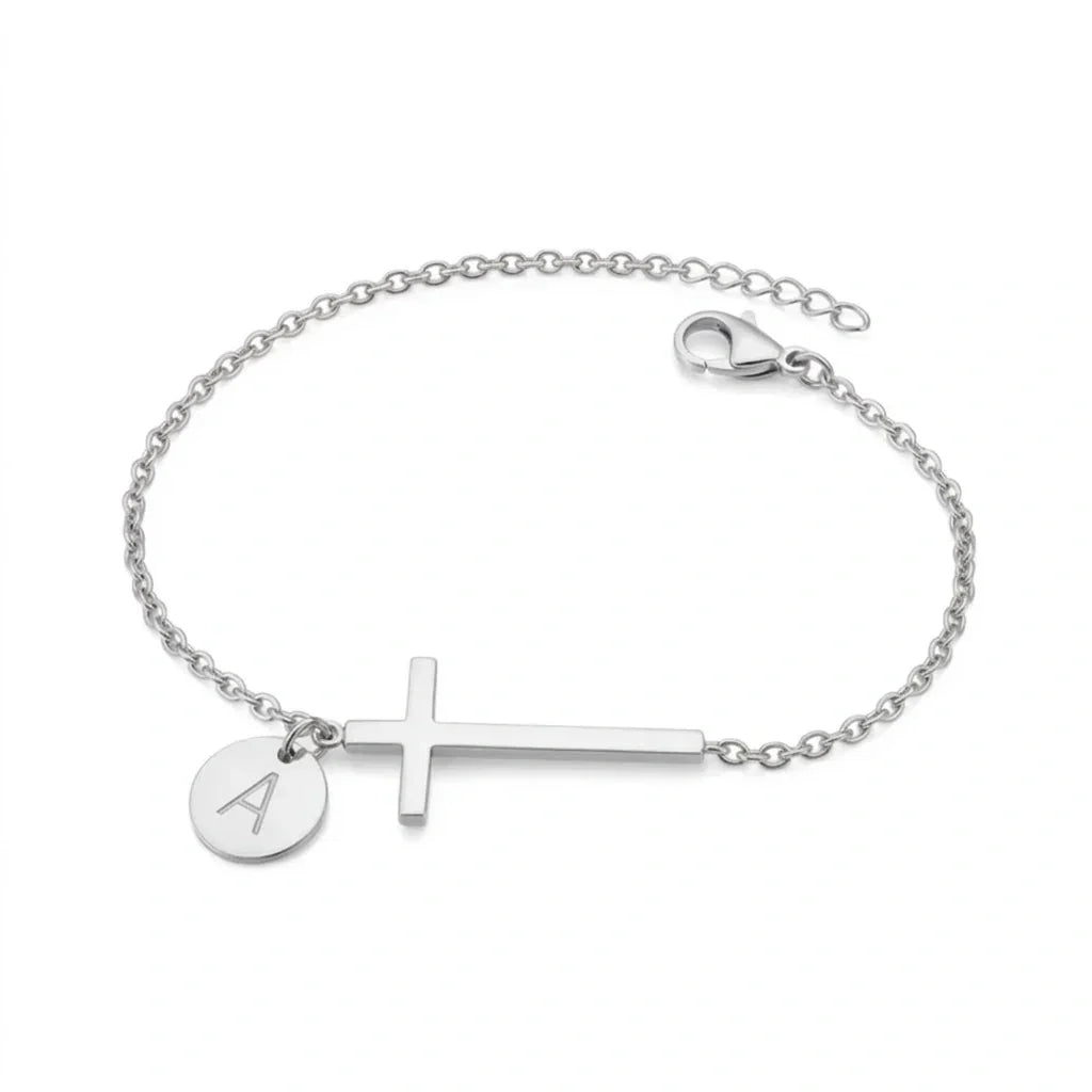 Elodryn™ Sacred Initial Bracelet – Customized Cross
