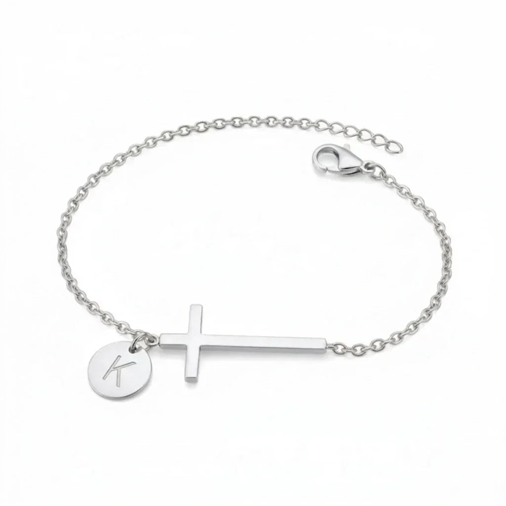Elodryn™ Sacred Initial Bracelet – Customized Cross