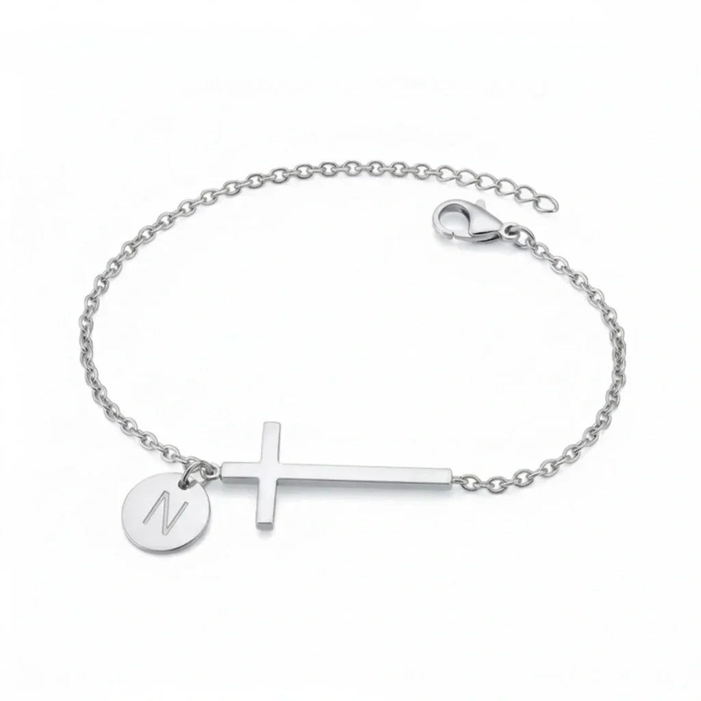 Elodryn™ Sacred Initial Bracelet – Customized Cross